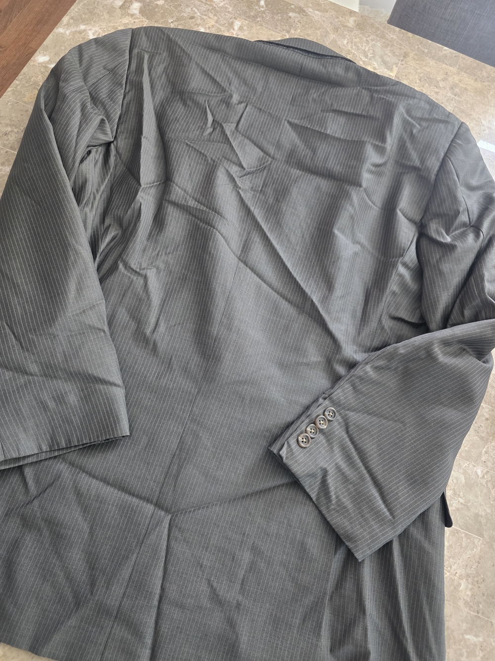 Mens Burberry Charcoal Pinstripe Two-Button Suit Jacket - Picture 8 of 8
